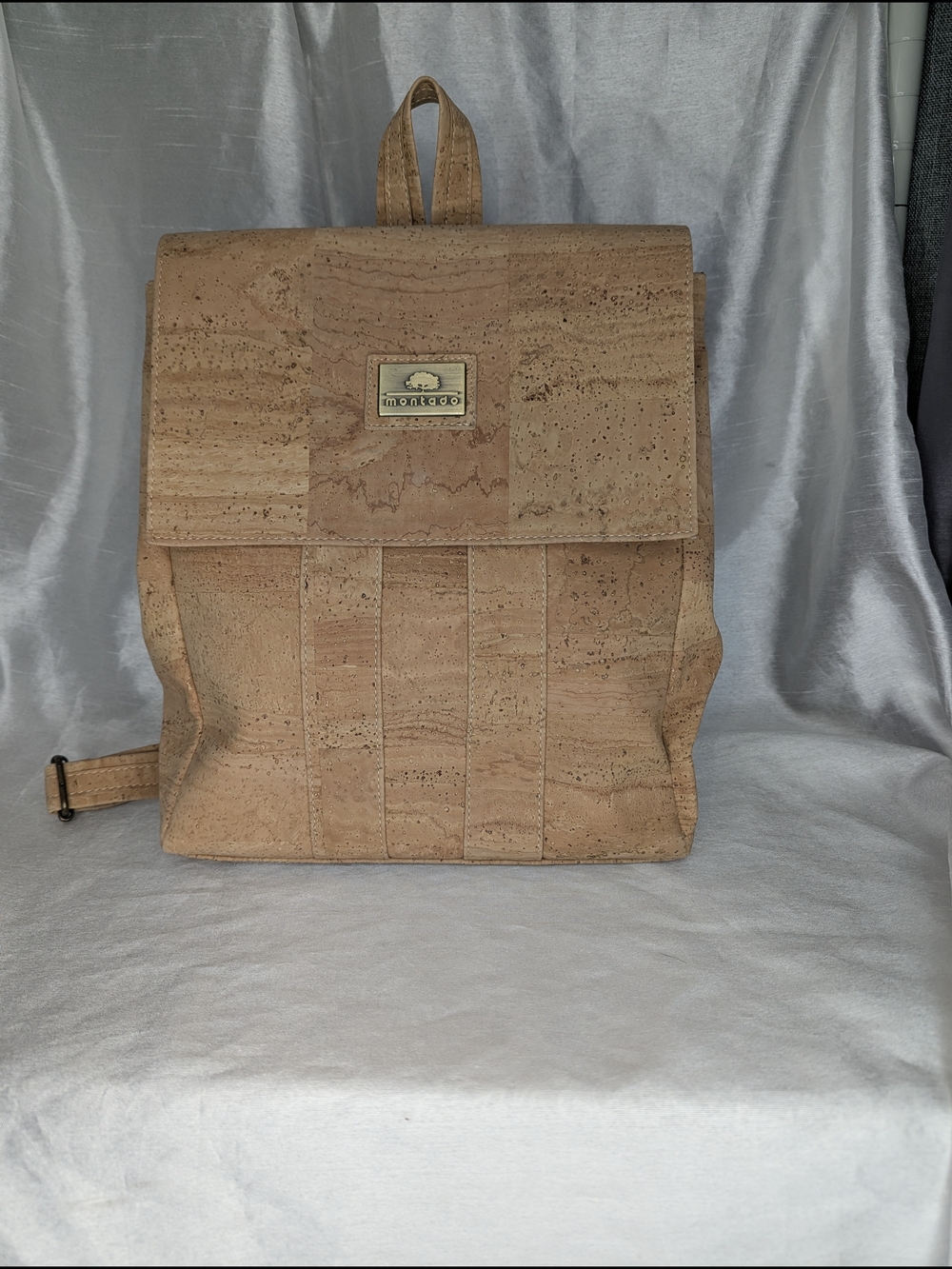 Montado Beige Cork Backpack Adjustable Straps Zip Pocket Inner Outer Pockets